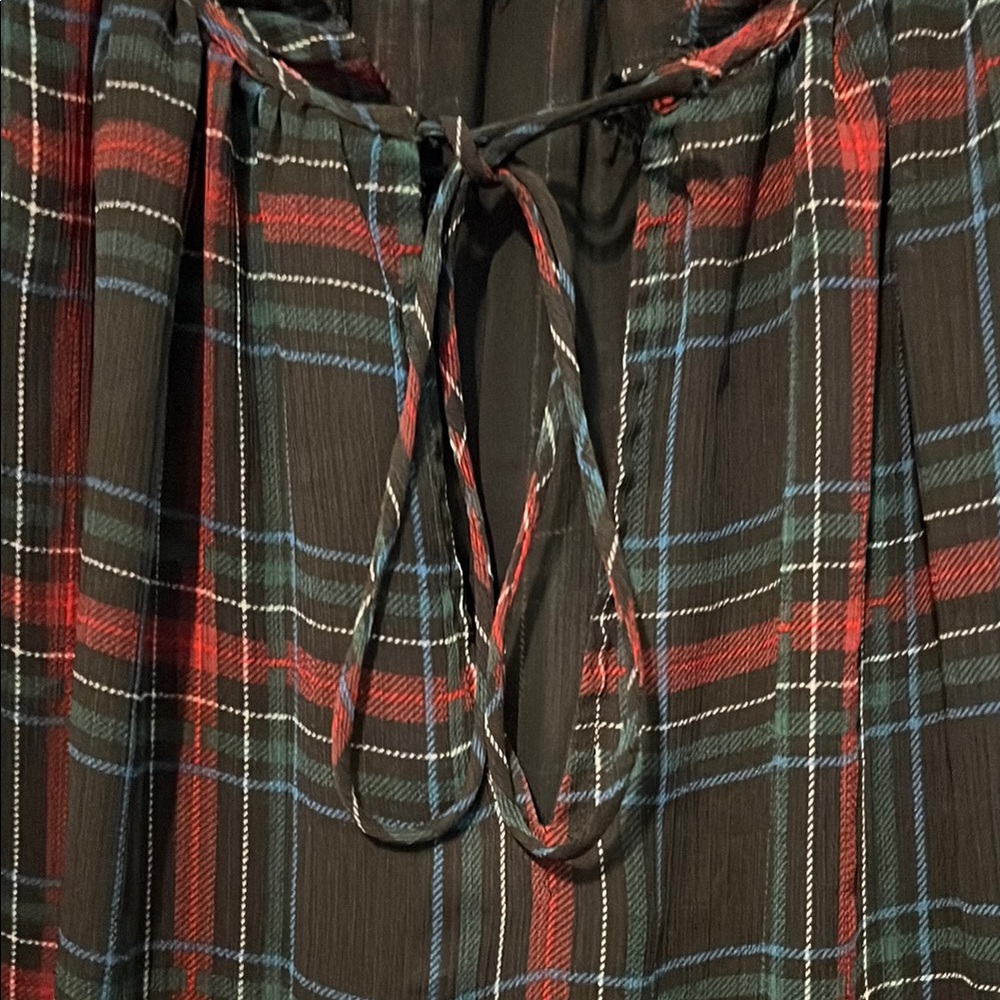 Lane Bryant Blue,Red Ruffled Tie Front Blouse 18/20